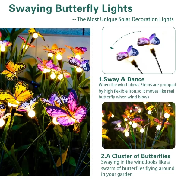 Butterfly Solar Garden Light Swaying Firefly Light - Image 2