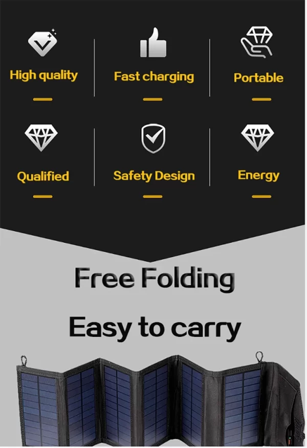 6-fold 800W Foldable solar panel 20w/h  portable solar panels charger USB 5V DC Full time power solar panel mobile power supply - Image 13