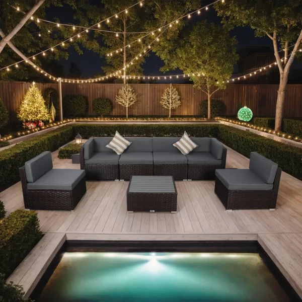 7 Piece Outdoor Patio Furniture Set with Cushions - Image 7