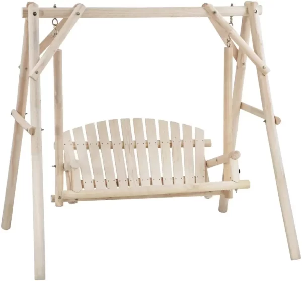 Log Swing Stand Porch Swing Set - Image 8