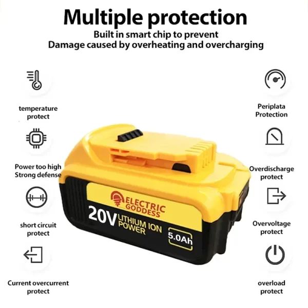 New 100% Original 5.0Ah For Dewalt 20V Power Tools