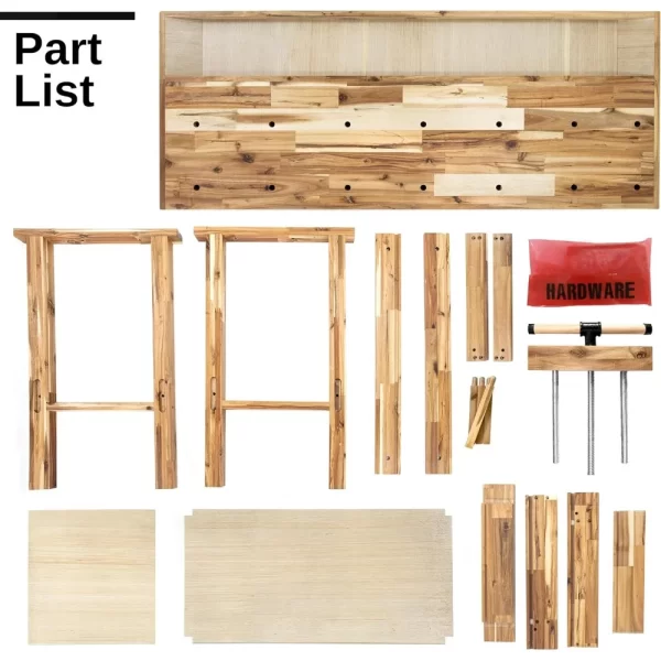 48-Inch Acacia Hardwood Workbench with Drawer - 330lbs Weight Capacity - Image 6