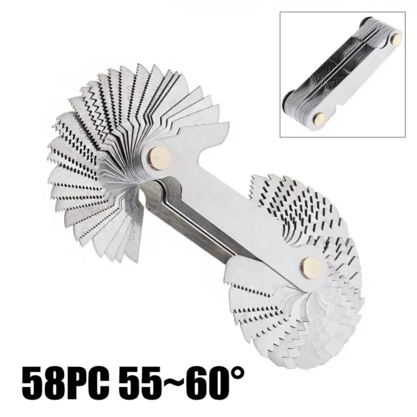 58 in 1 Thread Gauge Pitch Scale Stainless Steel High Precision Metric Britain America 55-60 Degree - Image 8