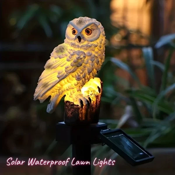 1 PC Outdoor Owl Statue Lamp Solar Powered LED Outdoor Lighting