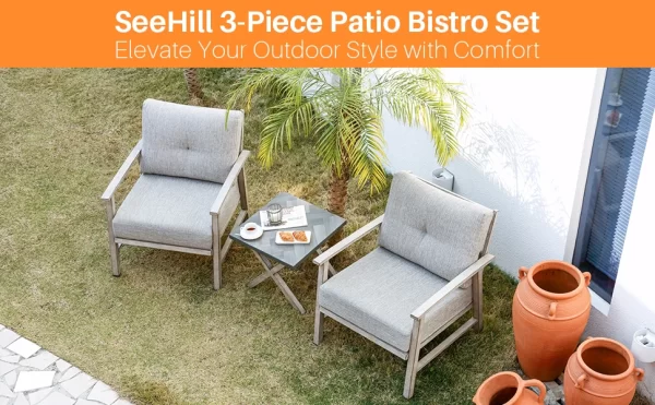 SeeHill Aluminum Patio Furniture Set, 3 Piece Outdoor Patio Bistro Set - Image 10