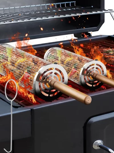 Nesting Barbecue BBQ Grill Baskets with Handles, 304 Stainless Steel