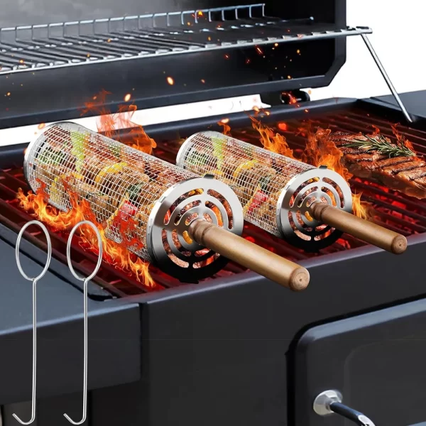 Nesting Barbecue BBQ Grill Baskets with Handles, 304 Stainless Steel