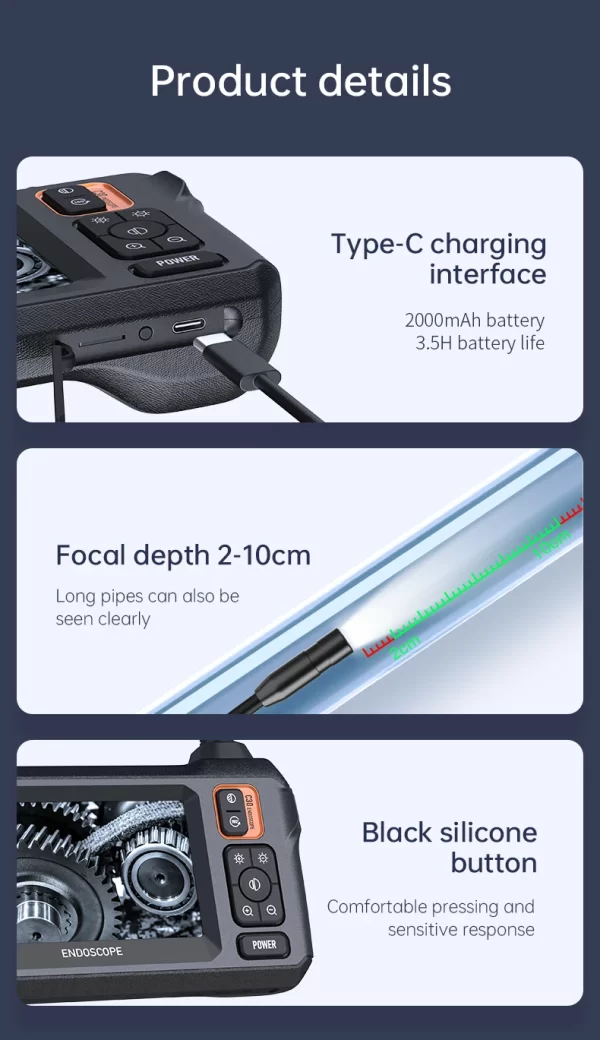 Industrial Endoscope Camera 8mm HD1080P 4.3inch IPS Screen - Image 20