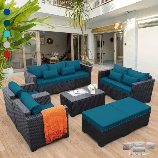 7 Piece Furniture Set, Set Non-Slip Cushions & Waterproof Cover, 45 Inch Outdoor Propane Fire Pit Table Patio Sets - Image 19