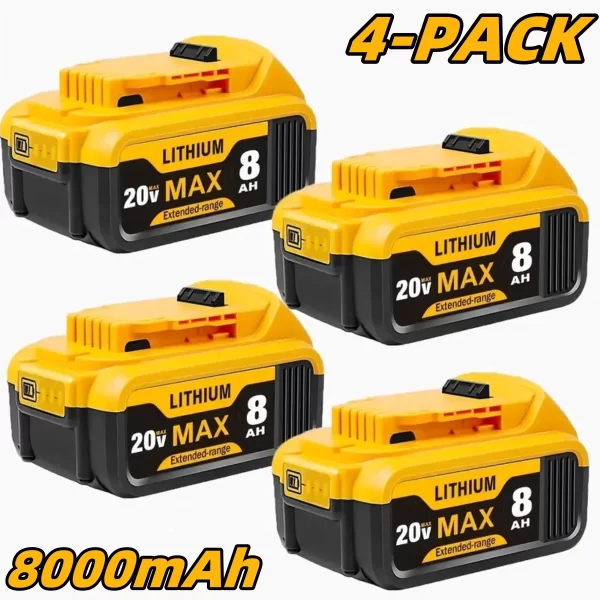 8.0Ah 20V Lithium-Ion Replacement Batteries for Dewalt Cordless Tools - Image 2