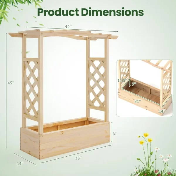 Raised Garden Bed with Sided Trellis & Hanging Roof - Image 3