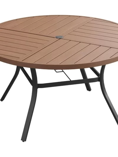 53.1" Round Outdoor Patio Dining Table for 6-8, All-Weather Metal