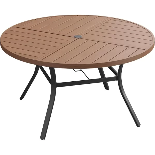 53.1" Round Outdoor Patio Dining Table for 6-8, All-Weather Metal
