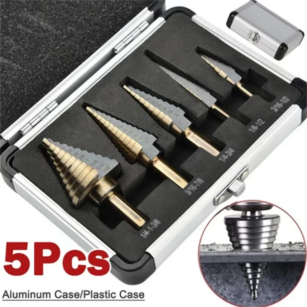 5pcs Step Drill Bit Set Carbide Drill Perforator Hole Cutter Tool - Image 9