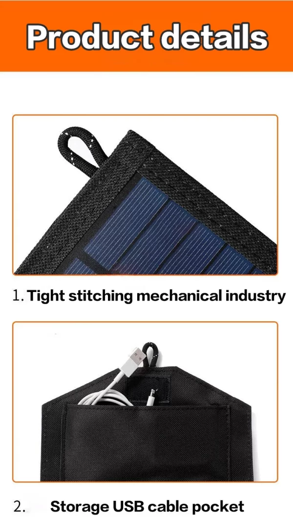 6-fold 800W Foldable solar panel 20w/h  portable solar panels charger USB 5V DC Full time power solar panel mobile power supply - Image 3