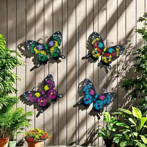 Iron 4pcs Set Butterfly Wall Art Decor - Image 4