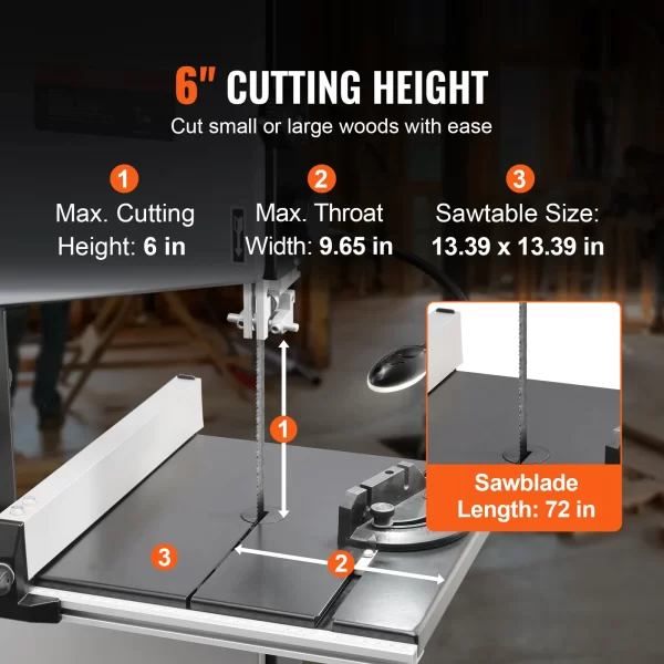 VEVOR Benchtop Band Saw with Stand 9.65-Inch Two-Speed - Image 3
