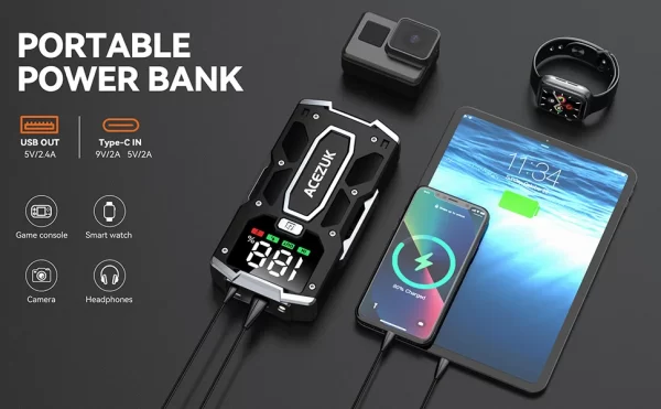 12800mAh Car Jump Starter Portable Power Bank - Image 9