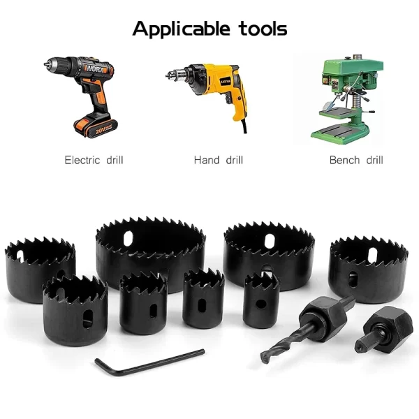 11pcs/set Hole Saw Cutting Set Kit Tools 19-64mm Wood Metal - Image 8