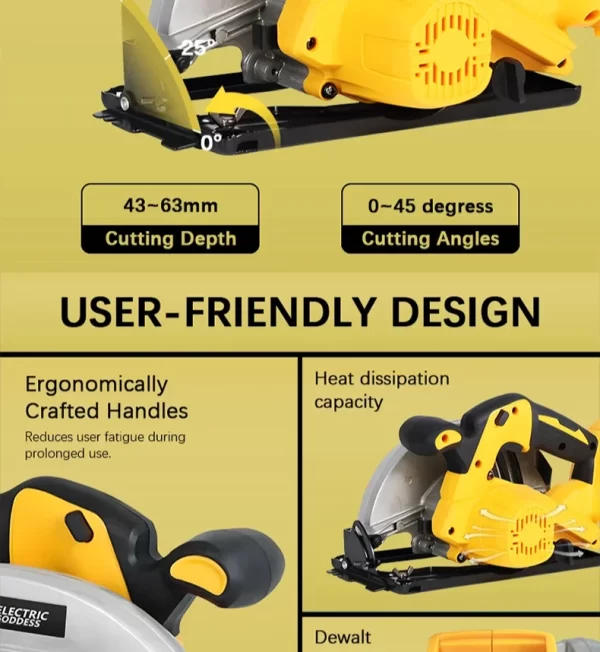 7Inch Cordless Electric Circular Saws For Dewalt 20V Battery - Image 13