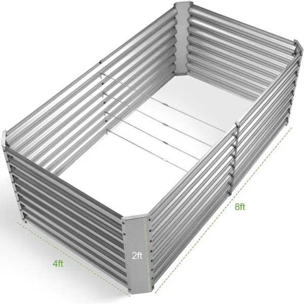 8×4×2 ft Galvanized Raised Garden Bed Kit, Planter Raised Garden Boxes Outdoor, Large Metal Raised Garden Beds for Vegetables. - Image 2