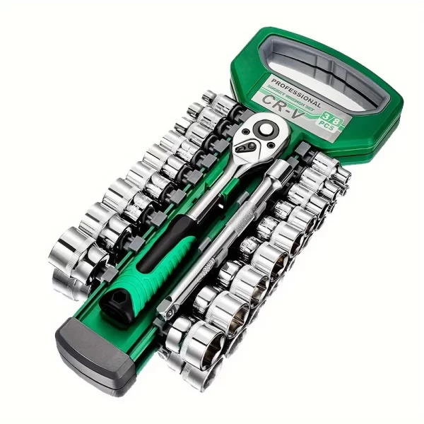 24Tooth Drive Socket Set1/4"-3/8"-1/2"Ratchet Socket Wrench Set