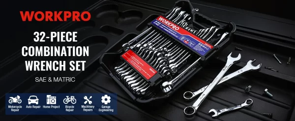 WORKPRO 32-Piece SAE & Metric Combination Wrenches Set - Image 8