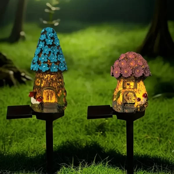 1pc creative solar resin mushroom house light, waterproof LED - Image 3