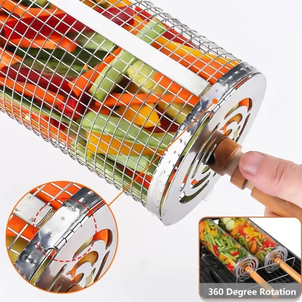 Nesting Barbecue BBQ Grill Baskets with Handles, 304 Stainless Steel - Image 4