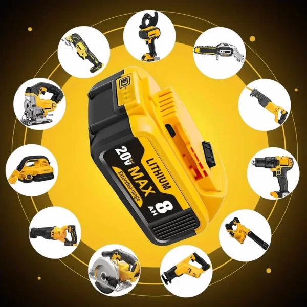 8.0Ah 20V Lithium-Ion Replacement Batteries for Dewalt Cordless Tools - Image 6