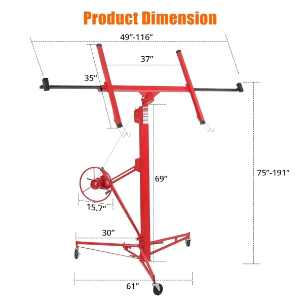16 FT Drywall Lift Panel Rolling Hoist Jack - Image 5