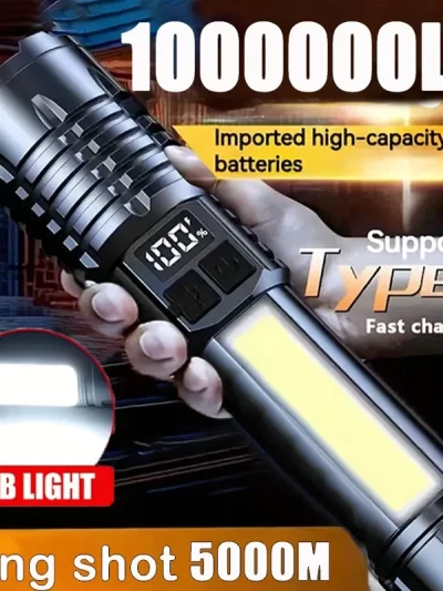 Heinast High Power LED Flashlight Powerful TYPE-C Rechargeable