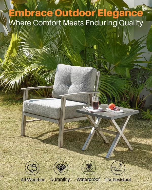 SeeHill Aluminum Patio Furniture Set, 3 Piece Outdoor Patio Bistro Set - Image 3