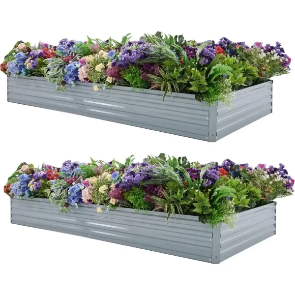 8x4x1ft(2 Pack) Galvanized Raised Garden Bed