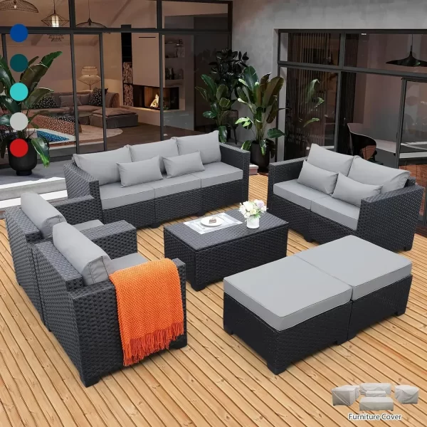 7 Piece Furniture Set, Set Non-Slip Cushions & Waterproof Cover, 45 Inch Outdoor Propane Fire Pit Table Patio Sets - Image 24