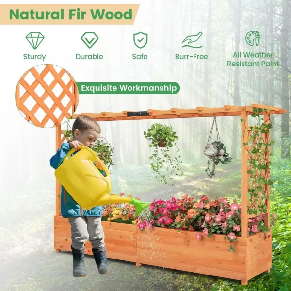 Raised Garden Bed with Trellis & Hanging Roof - Image 6