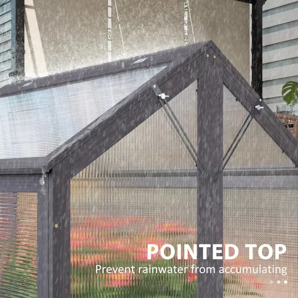 Raised Garden Bed with Polycarbonate Greenhouse, Wooden Cold Frame Greenhouse, Garden Flower Planter Protection - Image 12