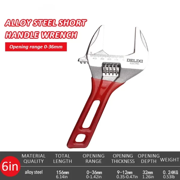 DELIXI ELECTRIC Short Handle Wrenchl Adjustable Bathroom Wrench - Image 8