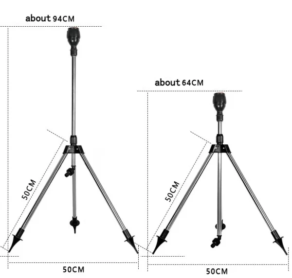 1 Set 360 Rotary Irrigation Tripod Lawn Garden Sprinkler Telescopic - Image 10