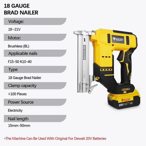 EGOD Brushless 15MM-50MM Nail Gun for Dewalt 20V Battery - Image 2