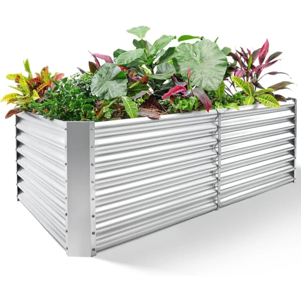 8×4×2 ft Galvanized Raised Garden Bed Kit, Planter Raised Garden Boxes Outdoor, Large Metal Raised Garden Beds for Vegetables.