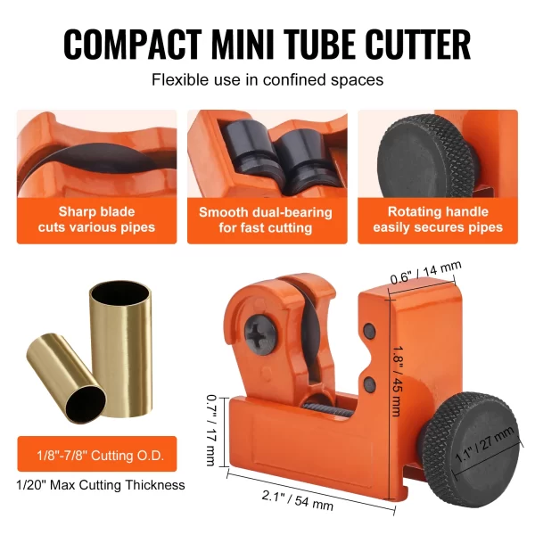 VEVOR 3PCS Tubing Cutter Mini Tube Cutter Deburring  Duty Pipe Cutter - Image 5