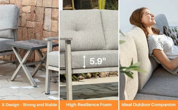 SeeHill Aluminum Patio Furniture Set, 3 Piece Outdoor Patio Bistro Set - Image 12