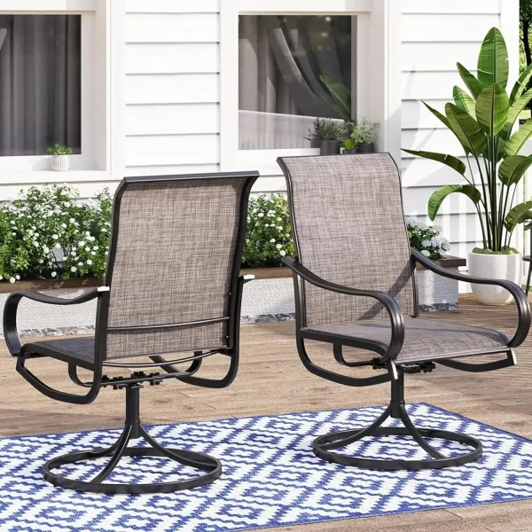 Swivel Patio Dining Chairs Set of 2, Outdoor Swivel Chairs with High Back, - Image 11