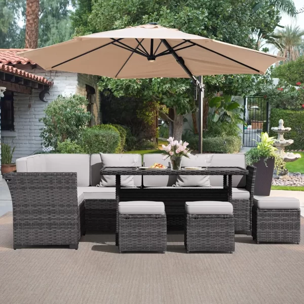 Patio Furniture Set 7 Piece Wicker Dining,  Patio Table and Chairs Set, Sofa - Image 8