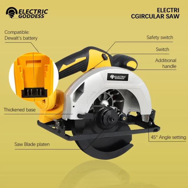 7Inch Cordless Electric Circular Saws For Dewalt 20V Battery - Image 5