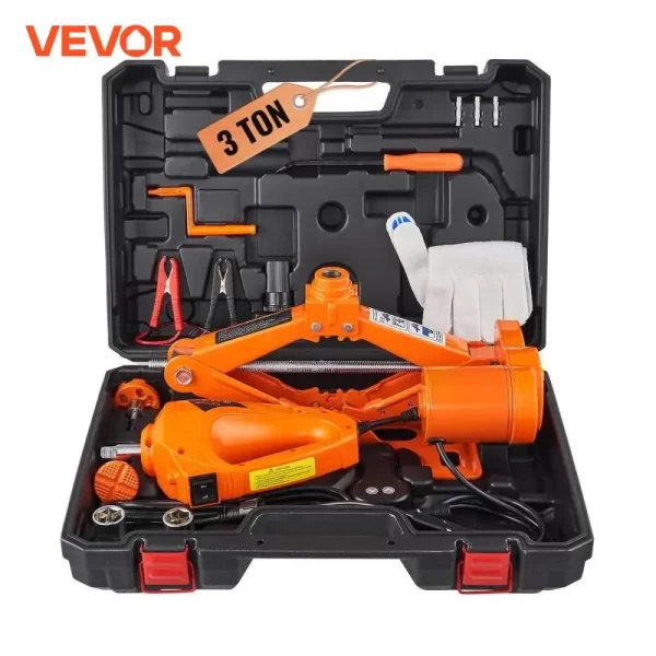 VEVOR Electric Car Jack 3 Ton Scissor Jack with Electric Impact Wrench 12V Portable Car Jack