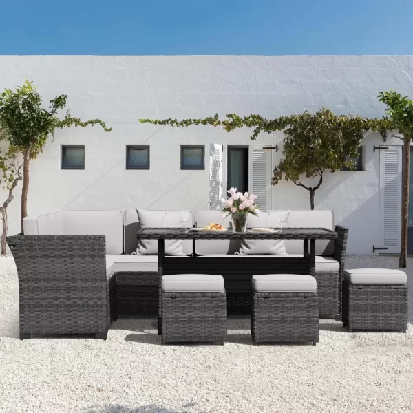 Patio Furniture Set 7 Piece Wicker Dining,  Patio Table and Chairs Set, Sofa - Image 6
