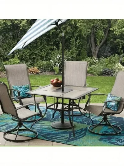 26 lbs matte black round umbrella base base designed for patio tables, suitable for outdoor use on patios, decks, etc.