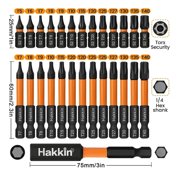 27Pcs Torx Impact Driver Bit Set 25mm 60mm Torx Screwdriver - Image 9
